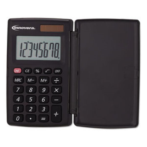 Innovera Innovera IVR15921 8-Digit LCD Pocket Calculator with Hard Shell Flip Cover; Black 15921